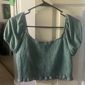 Light blue Smocked crop Top